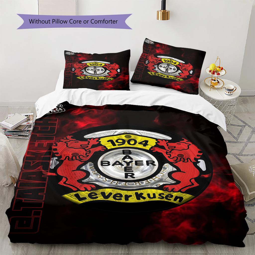 Leverkusen Logo Muster Bettwäsche Steppbett Set Bettbezug Kissenbezug Heimdekoration Geburtstagsgeschenk (1 Bettbezug + 2 Kissenbezüge, ohne Füllung)