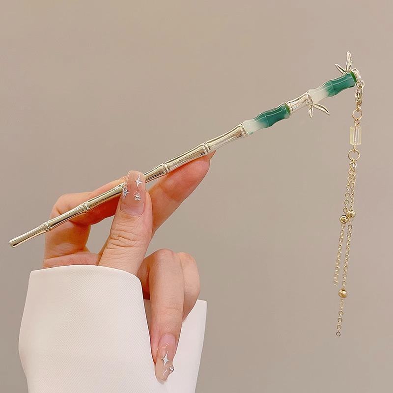 Alloy Hairpin Antique Female High-end Sense New Chinese Hairpin Versatile Fringed Hairpin Retro Back Head Disc Hair Headdress