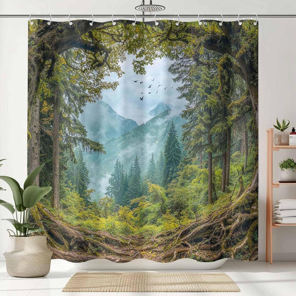 Adorable Cats Shower Curtain Set Cozy Plant Pot Design Waterproof Bathroom Shower Curtain Cute Feline Group Print Charming Home