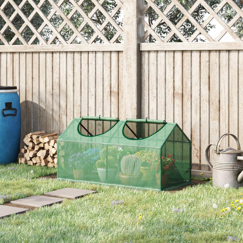 Mini Kas, Kleine Plantenkweekkas voor Buiten met Duurzame PE Afdekking, Observatievensters, 120 x 60 x 60 cm, Groen