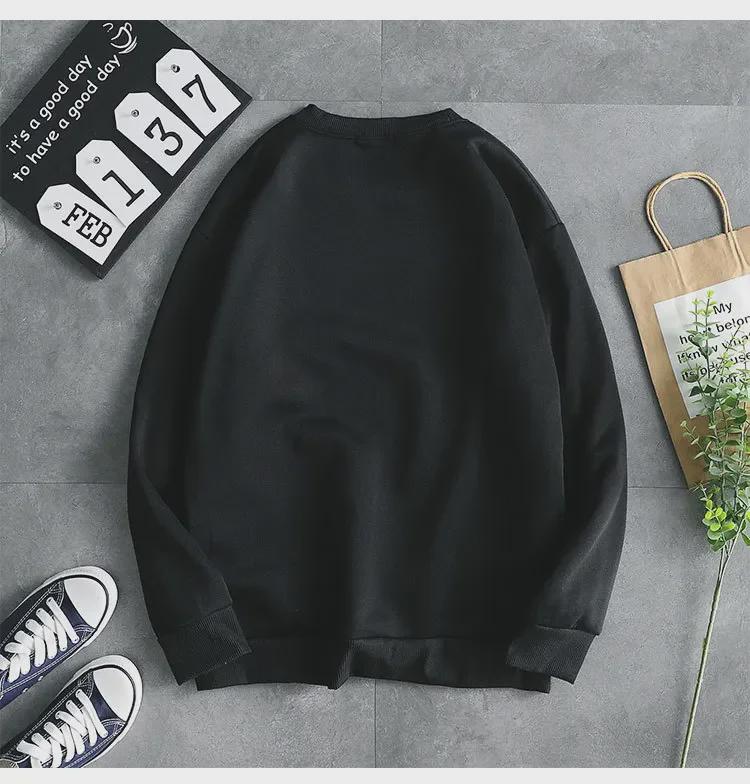 Men's Trendy Autumn Long-Sleeve Round Neck Sweater - Solid Color Loose Fit Pullover for Students