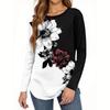 Dames Losse Ronde Hals Print Lange Mouw T-shirt Top Pullover