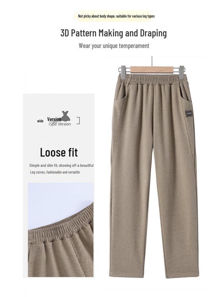 Women's Elastic High-Waisted Velvet-Lined Trousers – Ideal for Middle-Aged and Elderly, Autumn/Winter