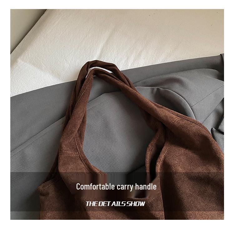 2025 Women's Retro Korean Large Capacity Suede Tote - Versatile Shoulder Bag for Commute