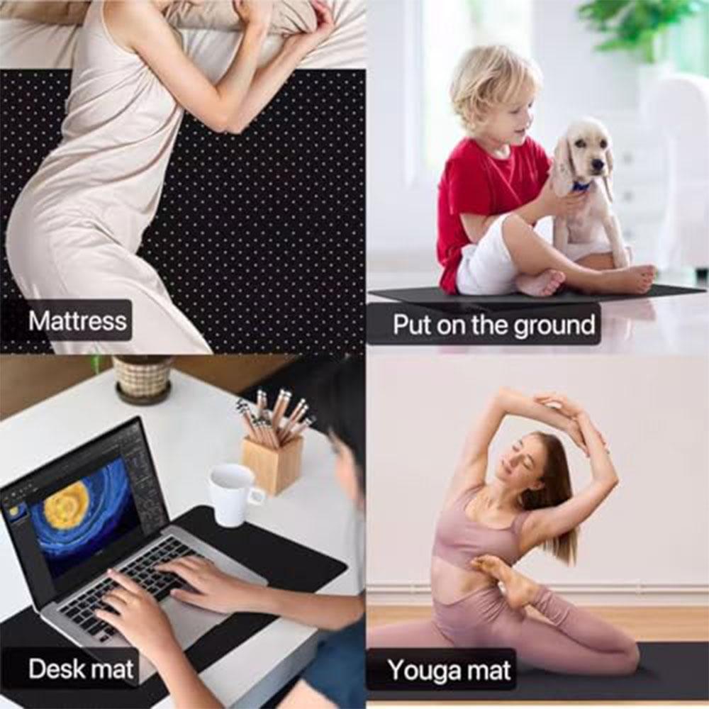 Grounding Mat for Bed Anti Slip PU Leather Grounding Pad with Grounding Cord Improves Sleep Relieves Stress & Pain