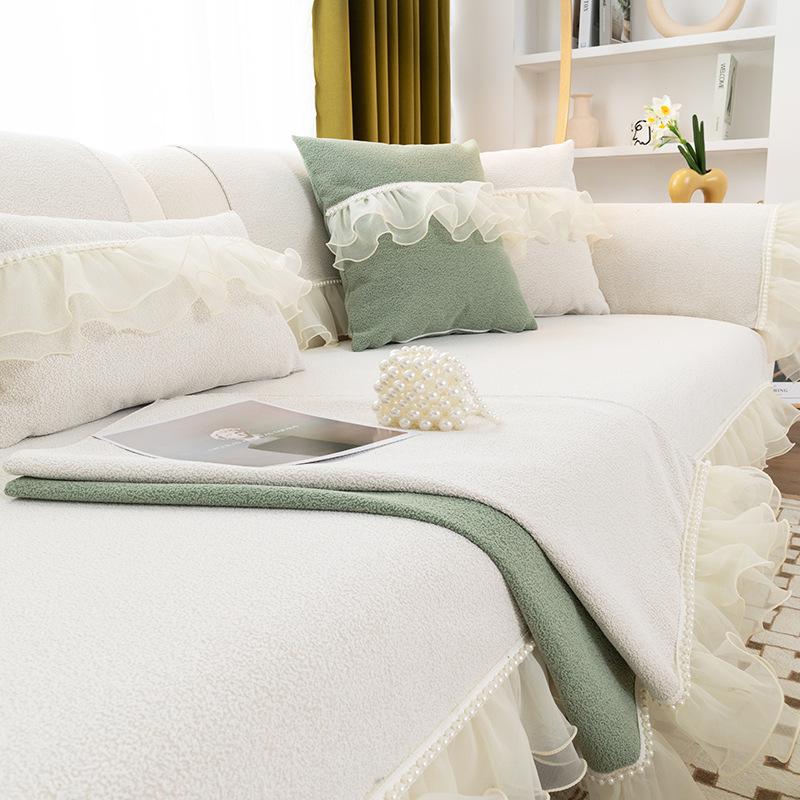 Sofa Cushion Four Seasons Universal Non-Slip High-Grade Cushion Minimalist Modern Fashion Lace Edge Sofa Cover