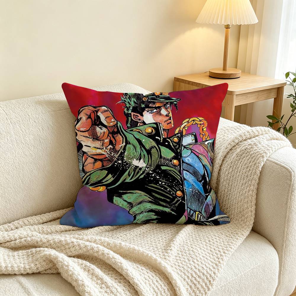 Anime J-JoJos Jotaro Kujo Pillow Case Square Double-Sided Sofa Cushion Cover Bedroom Bedside Pillow