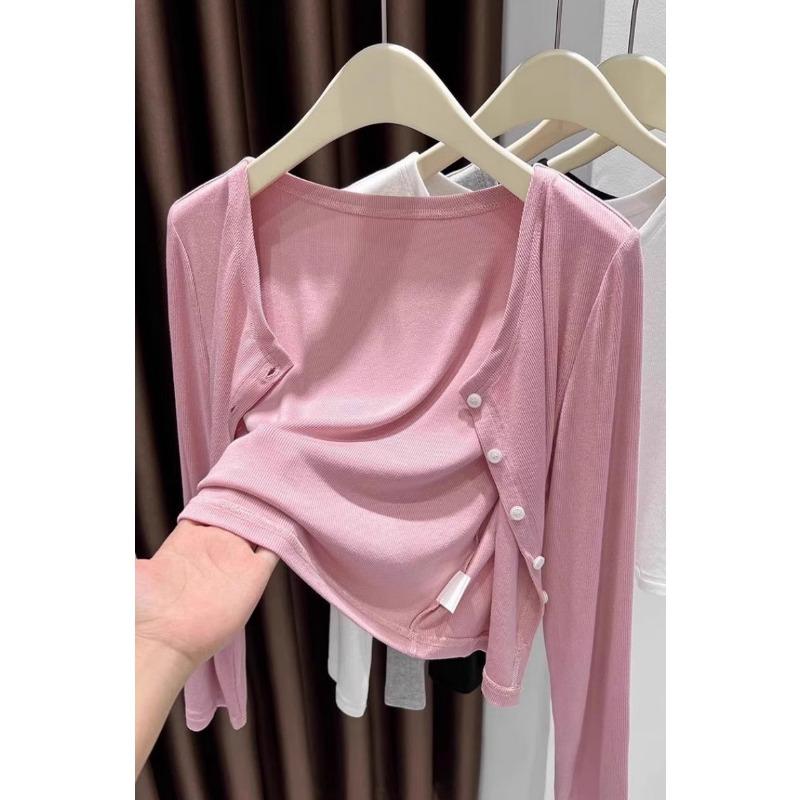 Ice silk sunscreen shawl with sweater cardigan women, 2025 new autumn thin section high-end early autumn long-sleeved knitted top