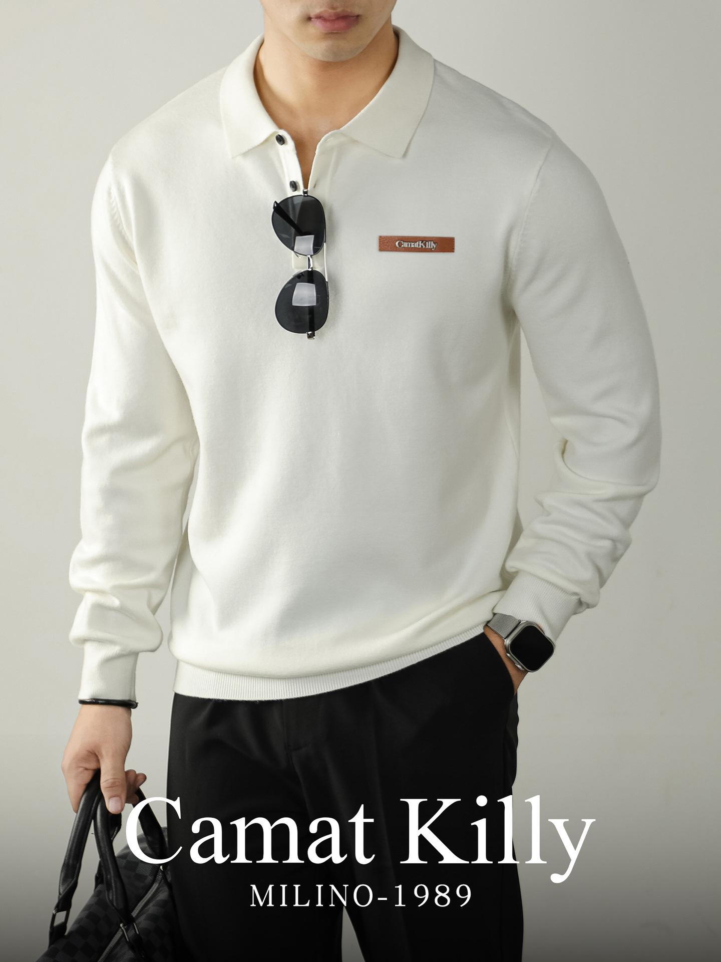 

Luxurious Lambswool Modal Polo Knit: High-End Warmth for Business Casual Elegance XL білий