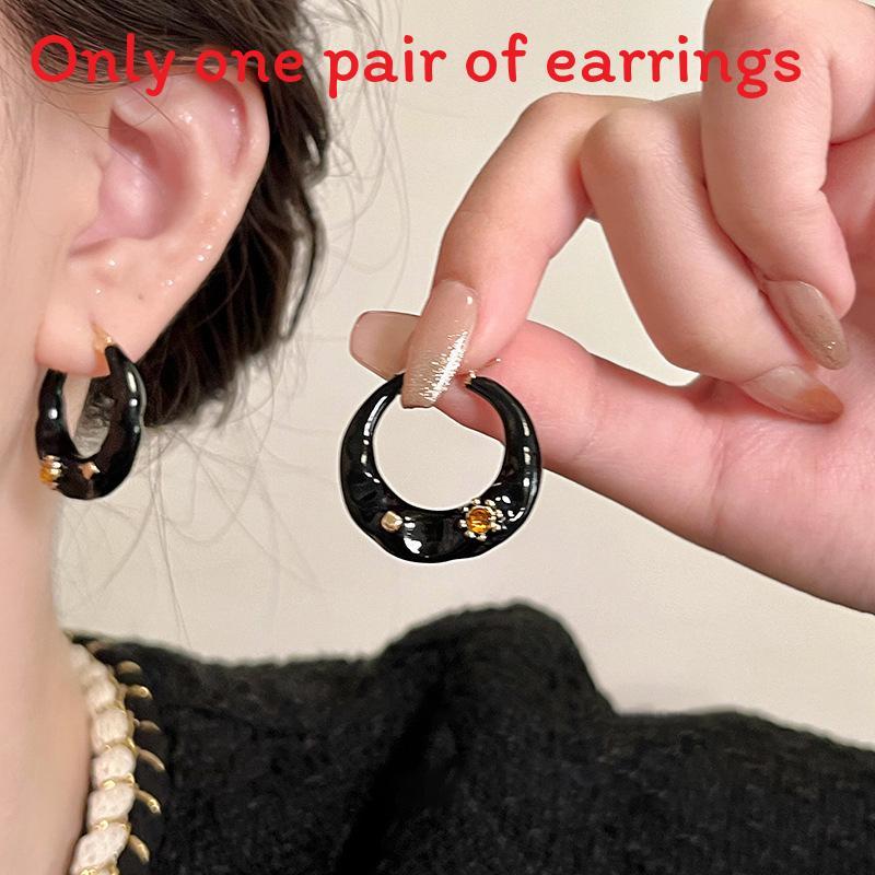 Geometric Alloy Earrings For Women With Vintage Enamel Drop Design For Summer Style E