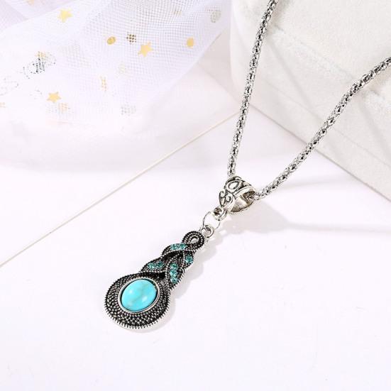 1 Set Women Necklace Earrings Faux Turquoise Vintage Jewelry Electroplating Sparkling Jewelry Set for Party