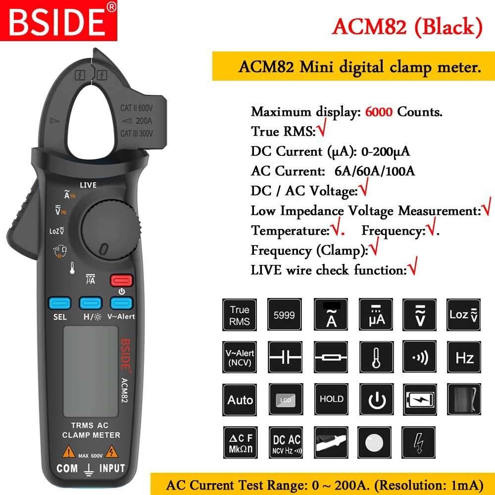 Mini Pinze Amperometriche Digitali Serie ACM True RMS Corrente CC CA Tensione Ohm Temperatura Capacità Hz Tester NCV Amperometro Multimetro