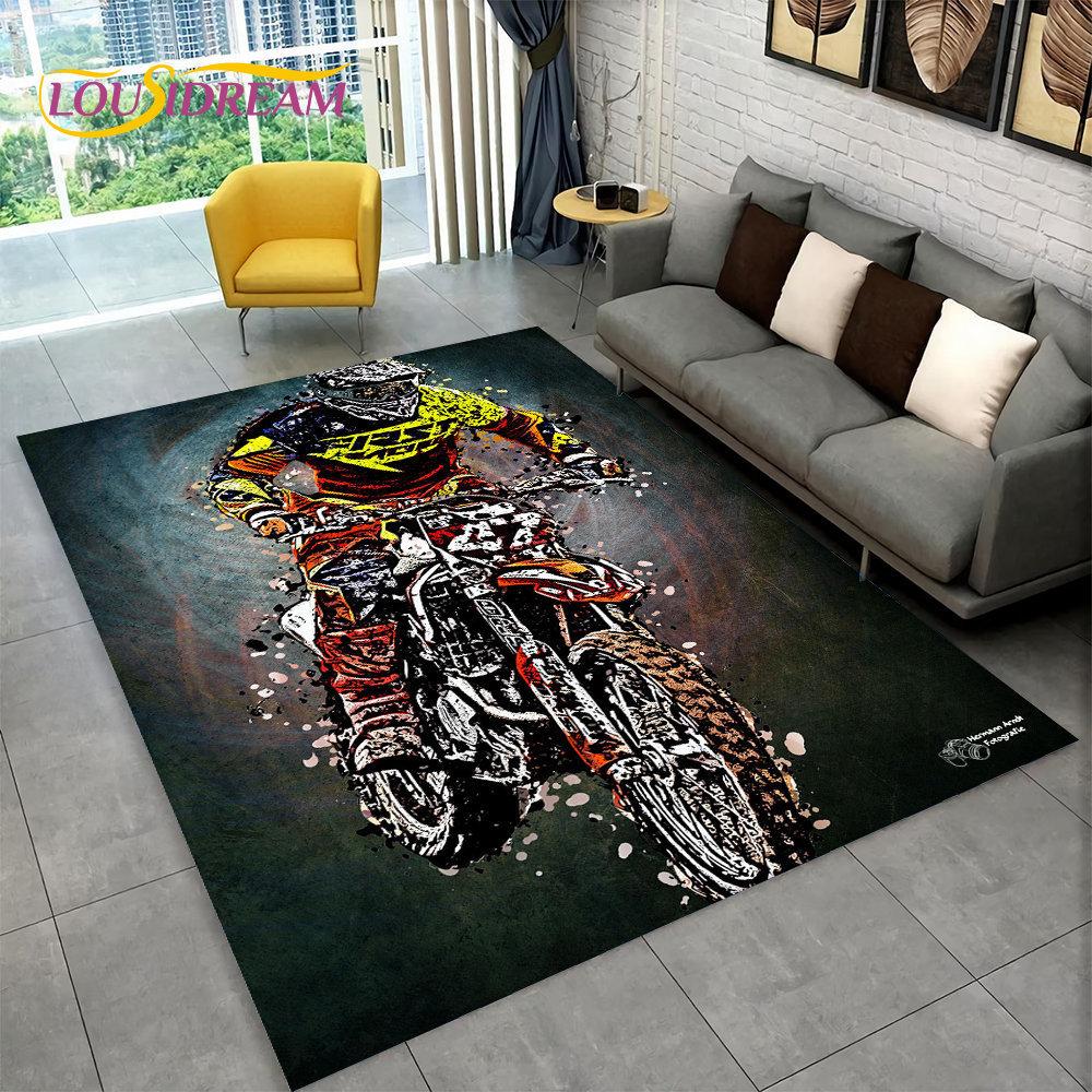 3D Motorcycle Racing Carpet Family Living Room Bedroom Decoration Door Mat Playroom Children Play Non-Slip Floor Mat