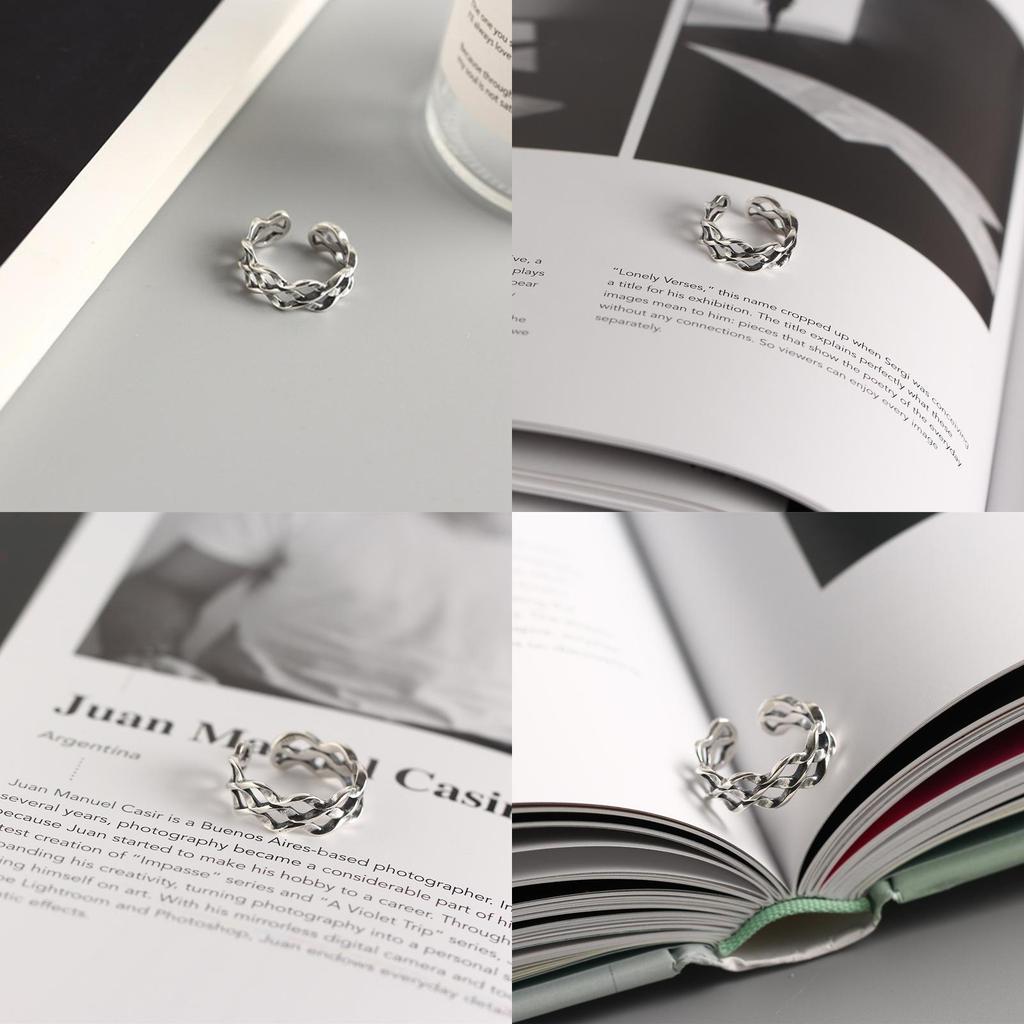 Elegant Three Wavy Layer Hollow Ring Stylish 925 Pure Silver Accessory Gifting For
