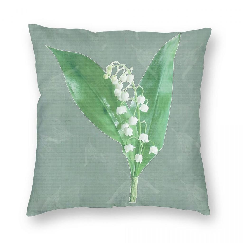 Lily Of The Valley Square Pillowcase Polyester Linen Velvet Printed Zip Decor Pillow Case Sofa Seater Cushion Case