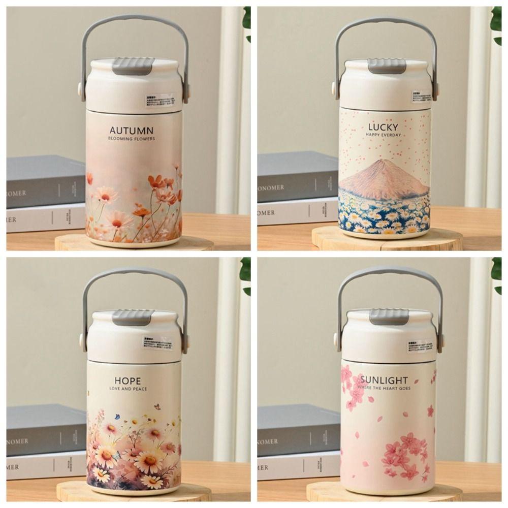 Insulated Hand-held Thermos Cup 316 Stainless Steel Straw Thermal Water Bottle  Practical Gift