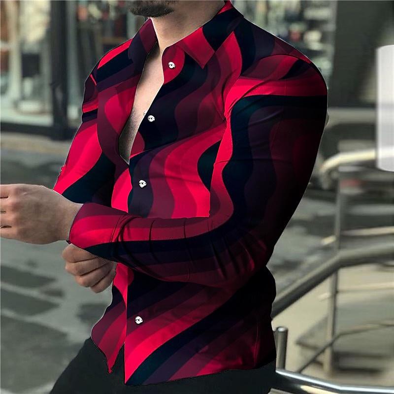 6 color men s shirt casual shirt high -quality 3D printing fashion trendy long -sleeved shirt comfortable and breathable 4XL