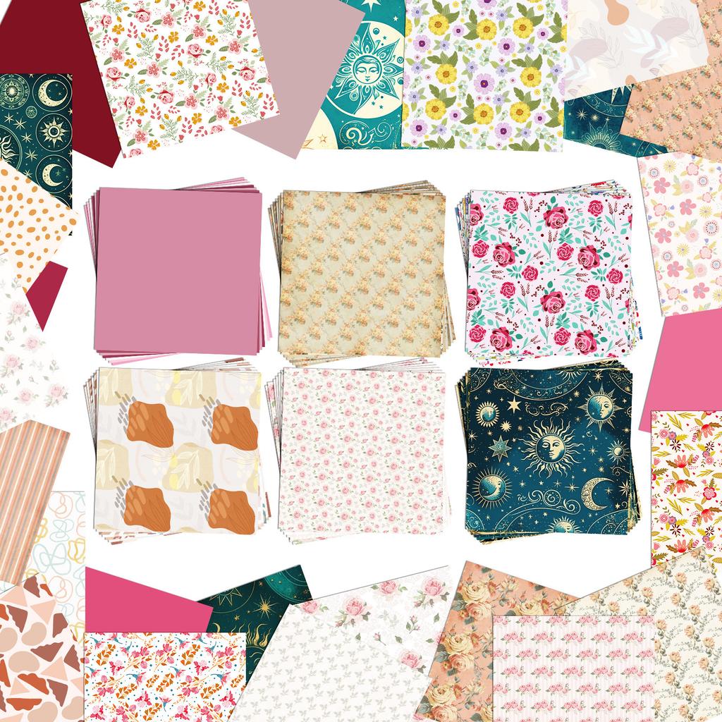 12 Packungen Lila einfarbiges Hintergrundpapier, Einfaches einfarbiges Ziegelpuder, Morandi Valentinstag Handbuch Materialpapier