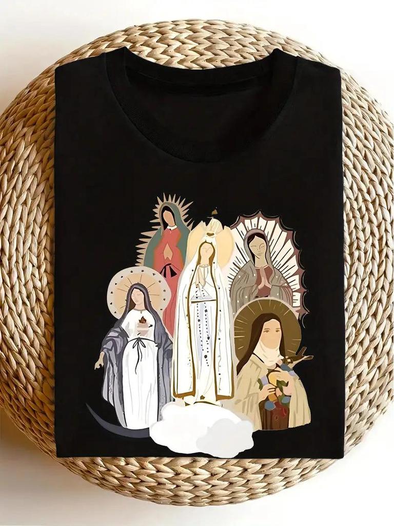 Damen Weihnachts-Rundhals-Kurzarm-Top - Europäischer und Amerikanischer Stil