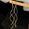 Silver Wave Thread Earrings: Elegant, Versatile French Fashion for High-End, Modern Women
