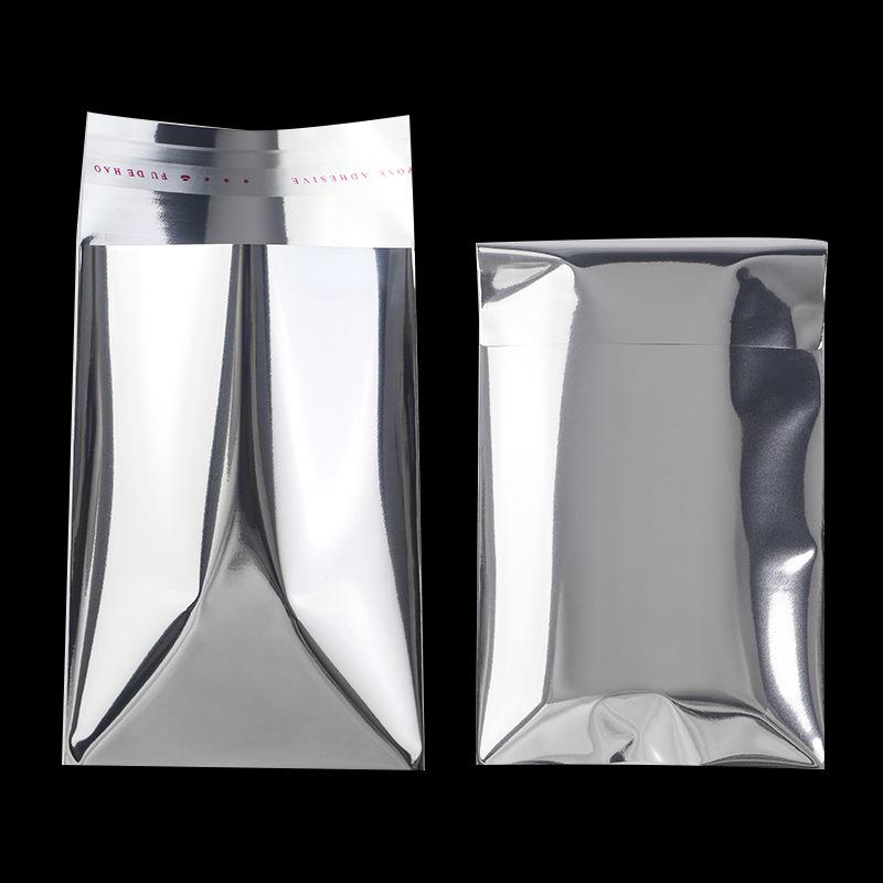 Colorful Opaque Laser Self-Adhesive Star-Patterned Button Bag in Silver, Small Size, Self-Sealing