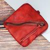 Première Couche Cuir de Vachette, Cuir Tanné Végétal, Fermeture Éclair Simple et Créative, Porte-Monnaie, Coloration Faite à la Main, Mini Sac Vintage
