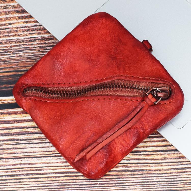 

First Layer Cowhide, Vegetable Tanned Leather, Simple and Creative Zipper, Coin Purse, Handmade Coloring, Vintage Mini Bag