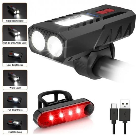 Super Bright Bicycle Front Headlight USB Rechargeable LED Bike Light Waterproof