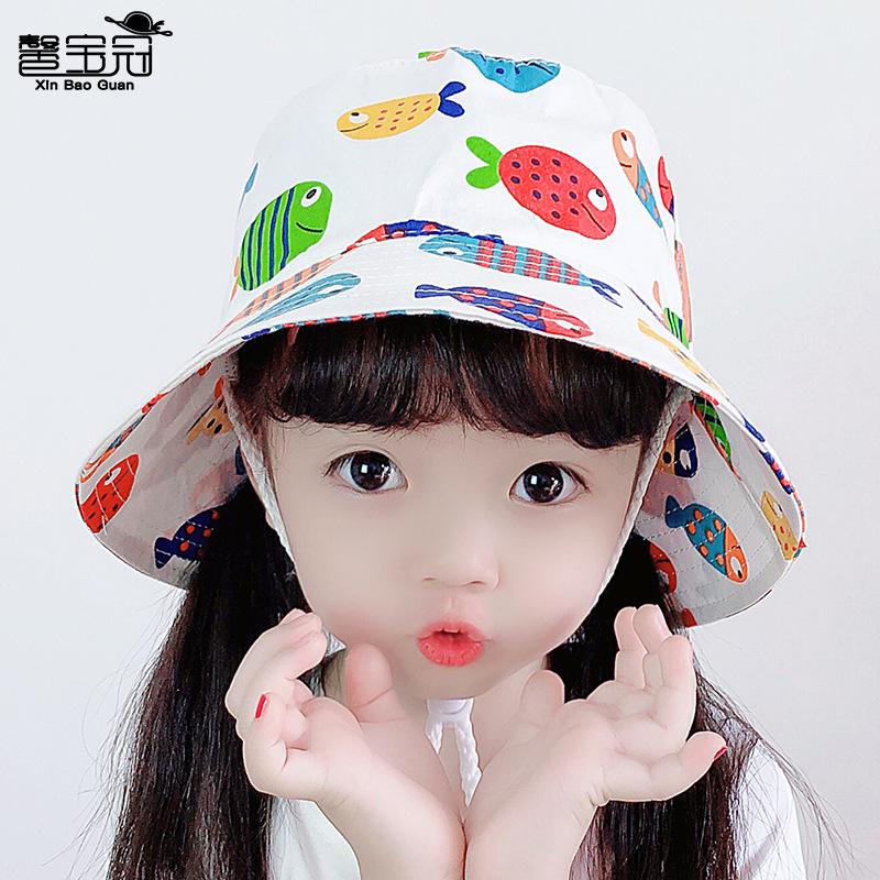 1014 cotton thin baby hat spring summer hat animal pattern hat children sun protection bucket hat men and women basin hat new