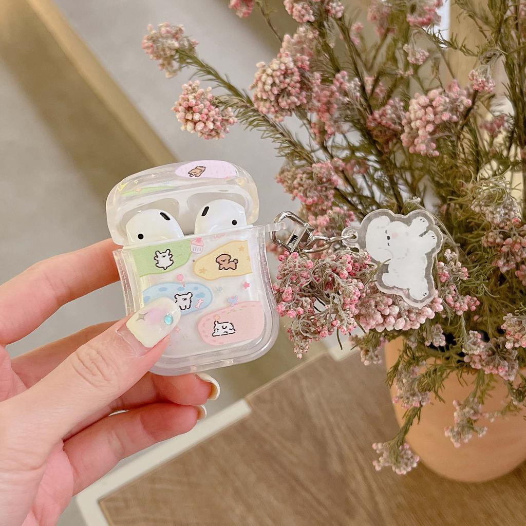 Drăguț câine lanț cheie husă pentru căști de desene animate pentru Apple Airpods 1 3 Pro 2nd 2 cutie de încărcare fără fir Bluetooth cățel husă anti-alunecare