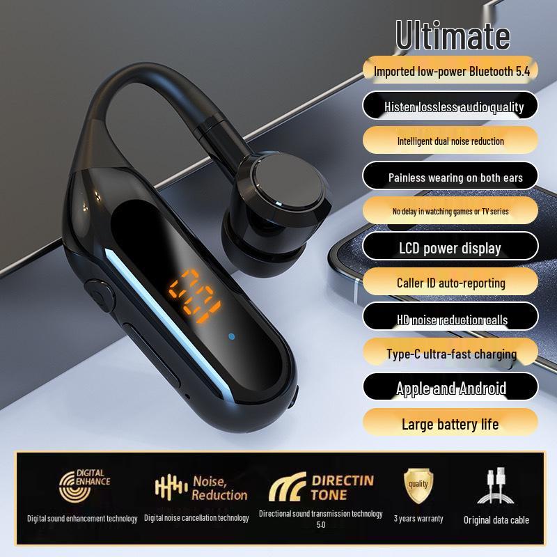 Green Bluetooth Ear-Hook Headset for Drivers - Long Battery Life for Food Delivery and Driving.