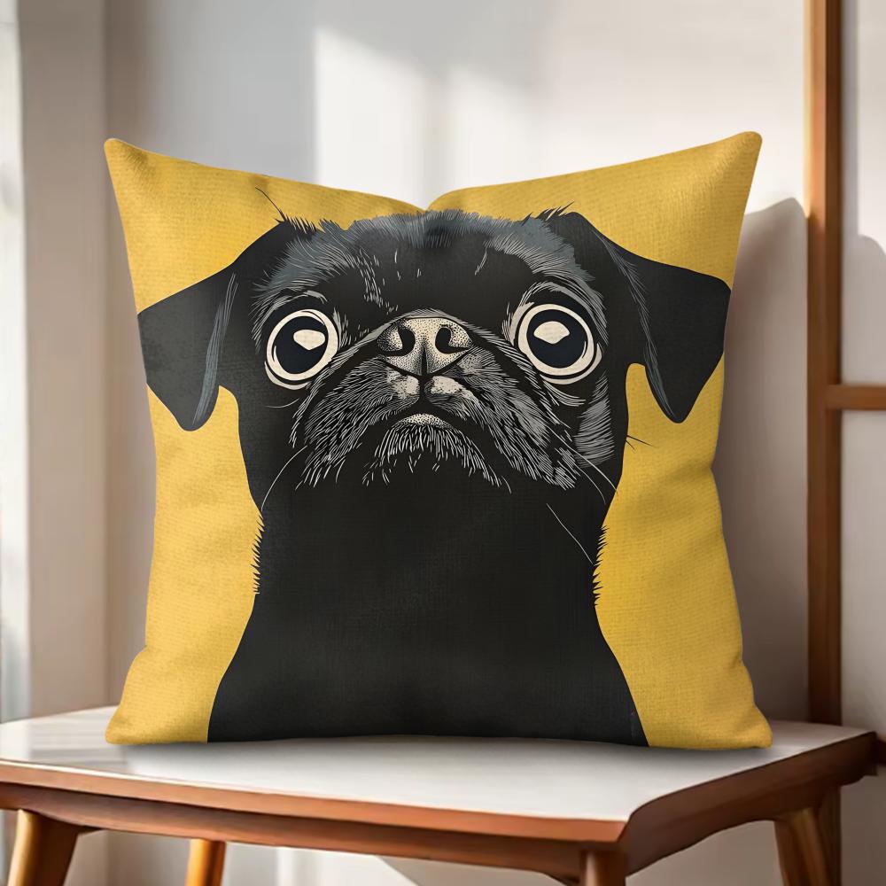 Dog Cushion Cover Natural Linen Organic Fabric DoubleSided Printing Couch Pillow Covers Home Decor Gift