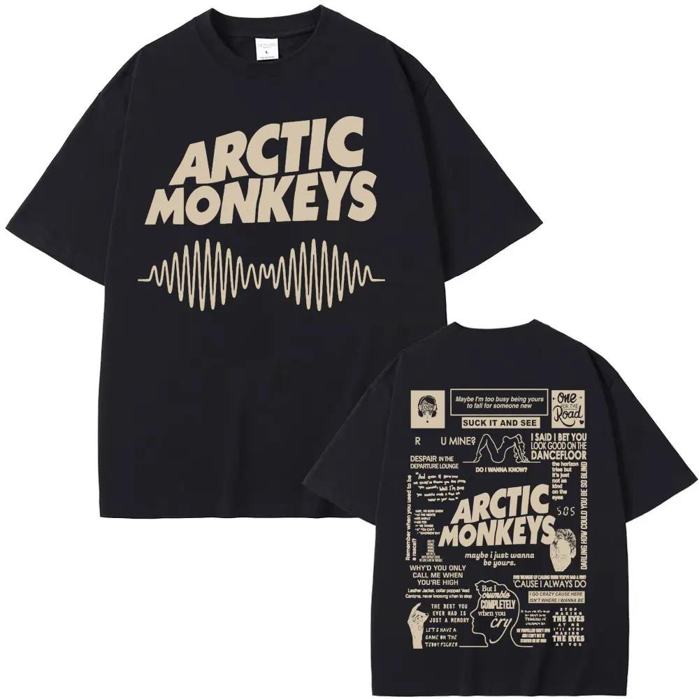 T-shirt Oversize con Testi e Forma d'onda degli Arctic Monkeys, Maglietta Streetwear Unisex Band Indie Rock, Top Casual a Manica Corta 100% Cotone