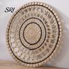 Accessori Sostenibili per la Tavola Arte da Parete Intrecciata in Stile Boho Set di Sottobicchieri e Sottopiatti Rotondi Fatti a Mano 30/35CM Portacasseruola Multiuso da Appendere per Decorazione Soggiorno