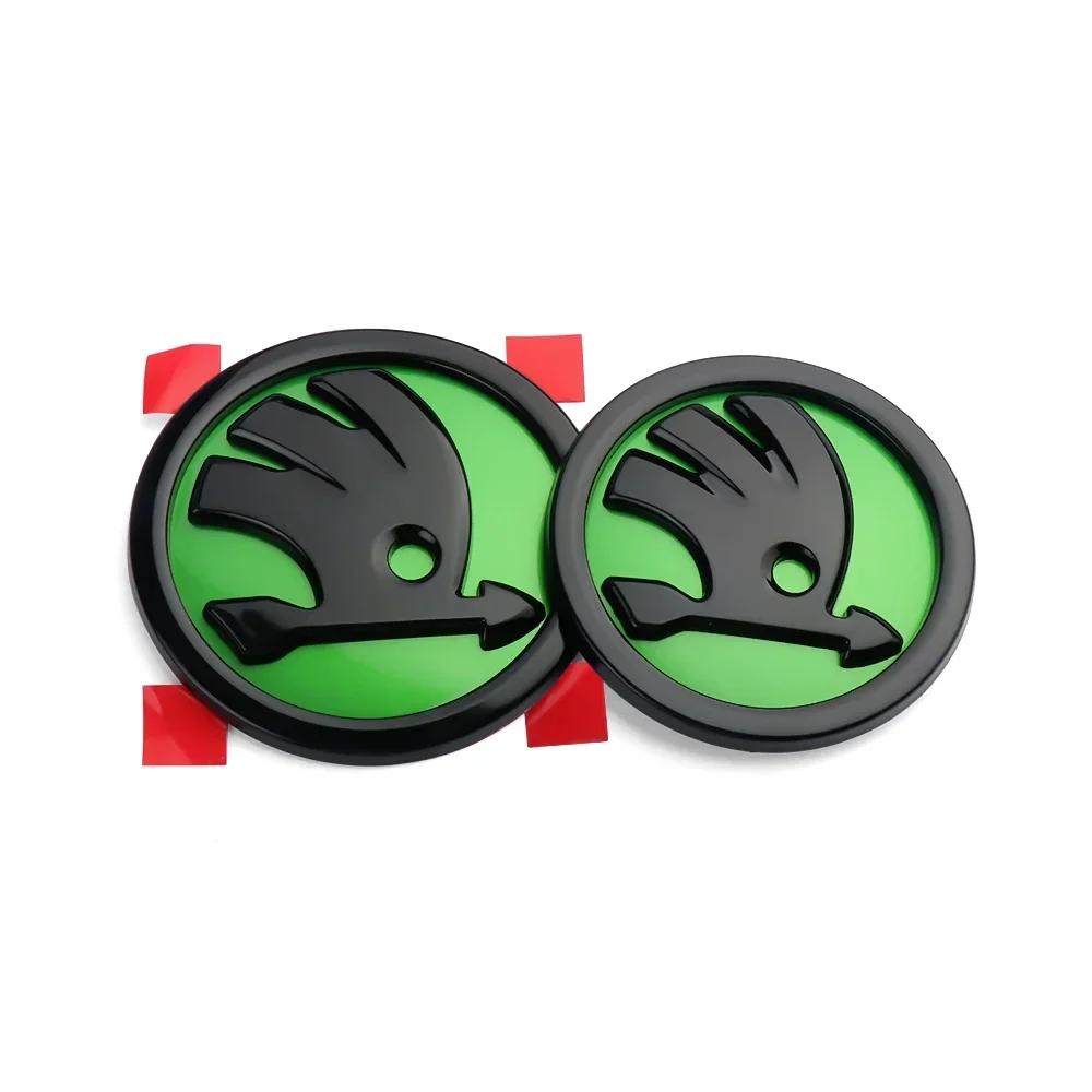 Car Sticker 2025 New 2pcs 80/90/100mm Car Front Hood Badge Rear Trunk Emblem Sticker for Skoda Rapid Fabia Octavia 2 A7 Yeti Sup