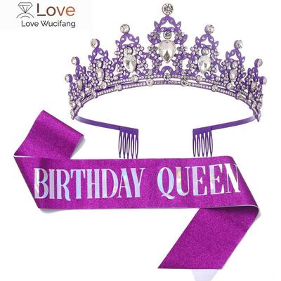 Corona de Cristal Nupcial Reina Real Tiaras Diadema Niñas Baile de Graduación Cumpleaños Set de Corona Diademas Diadema Joyería para el Cabello Accesorios para Boda