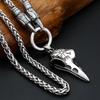 Crow Skull Pendant Necklace Punk Hip Hop Goth Crow Compass Stainless Steel Pendant