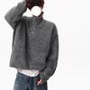 Men's High Collar Button Knit Pullover: Autumn/Winter Loose, Thick Long Sleeve Outerwear with Old Money Style