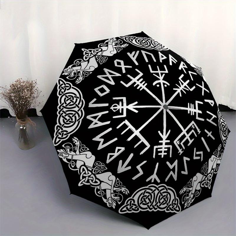 Vegvisir Viking Compass Norse Symbol Decal Waterproof  Umbrella, Portable 3-Fold Umbrella for Men & Women,Christmas Gift ES167