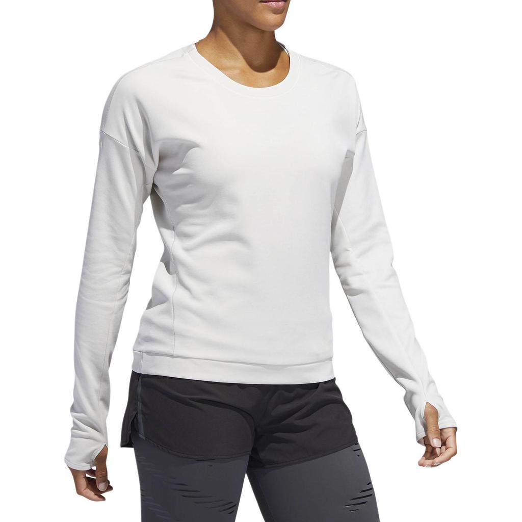 Adidas Comfortable Solid Color Crew Neck Sweatshirt Women tops White DQ1918