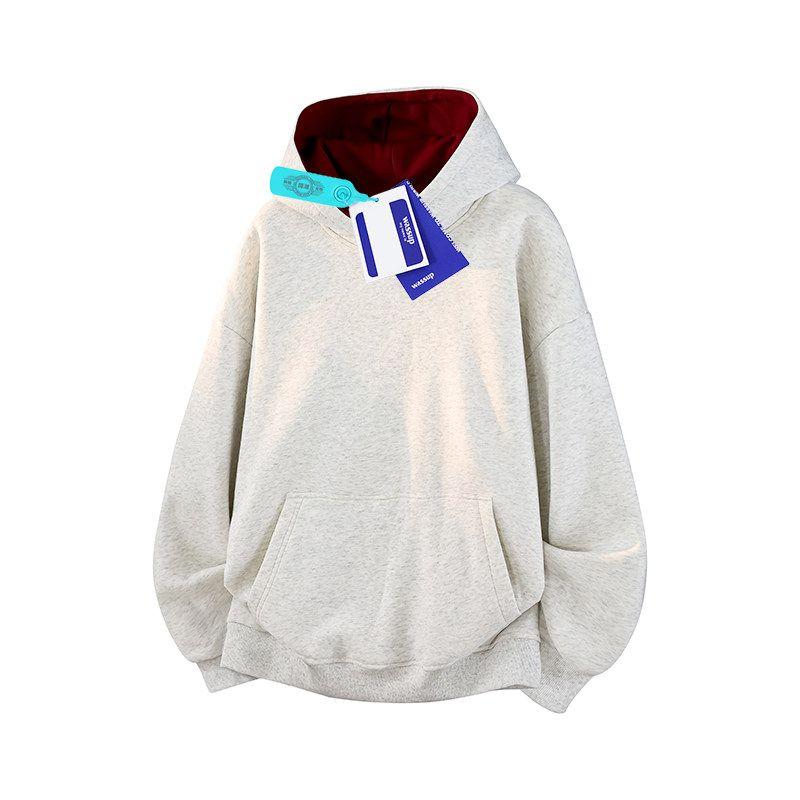 Wassup American Style High-Weight Simple Versatile Solid Color Sweatshirt for Men and Women, Loose Casual Hoodie Top for Autumn and Winter