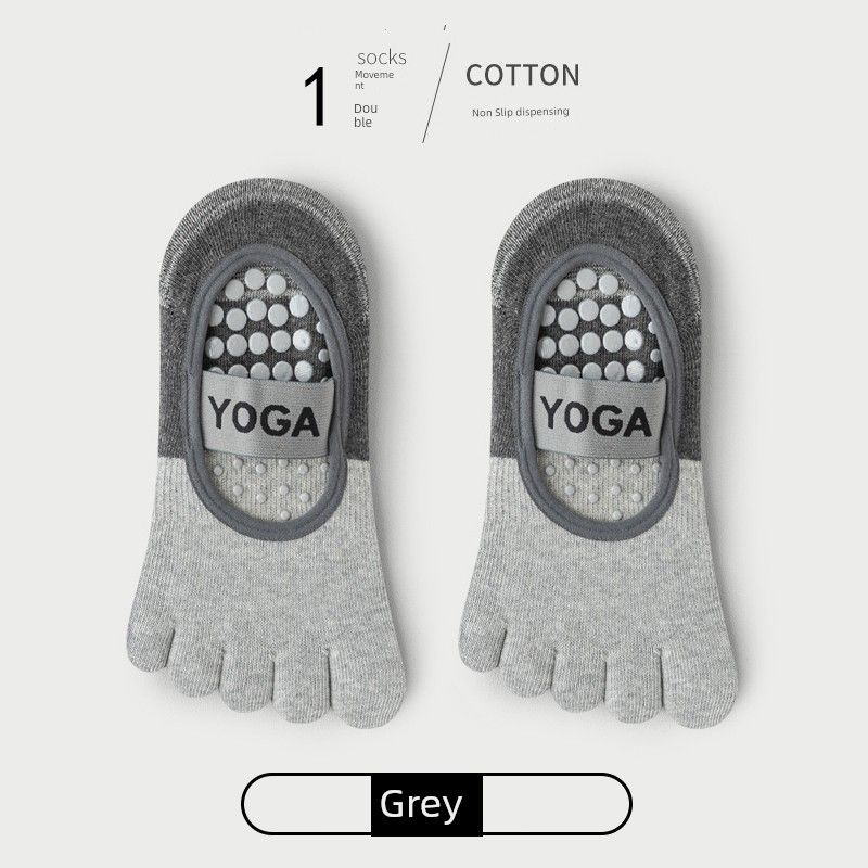 

Профессиональные носки для йоги женские нескользящие из чистого хлопка летние тонкие для пилатеса, для занятий спортом в помещении, фитнесом, танцами, носки с пальцами [1 pair] Y05 Gray