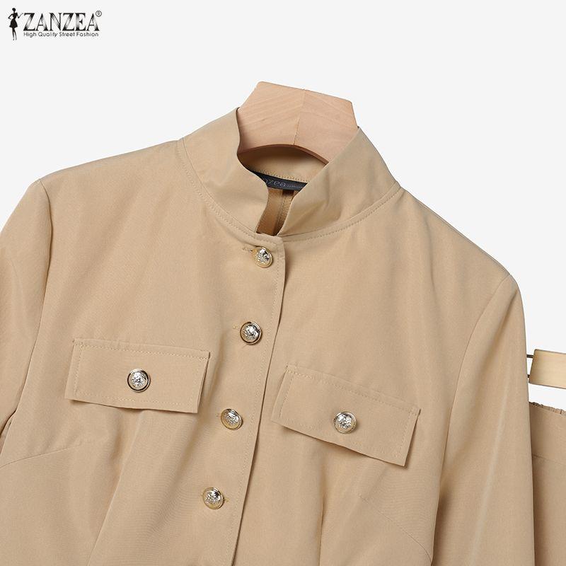 ZANZEA Women Long Sleeve Blouse and Long Pants Casual Two Piece Suit Sets