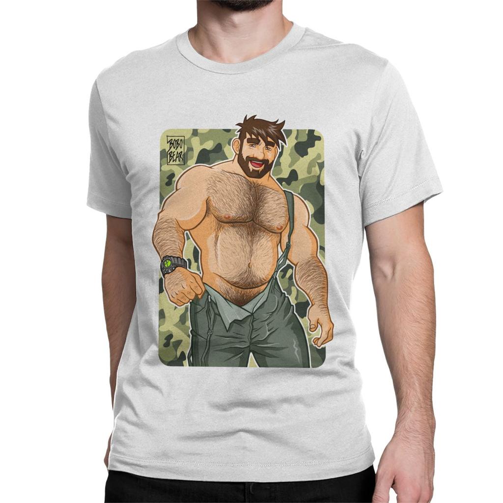 Herren Adam Likes Latzhosen Camouflage Gay Bär T-Shirt Baumwoll-Tops Neuheit Kurzarm Rundhals T-Shirt Grafik-T-Shirts