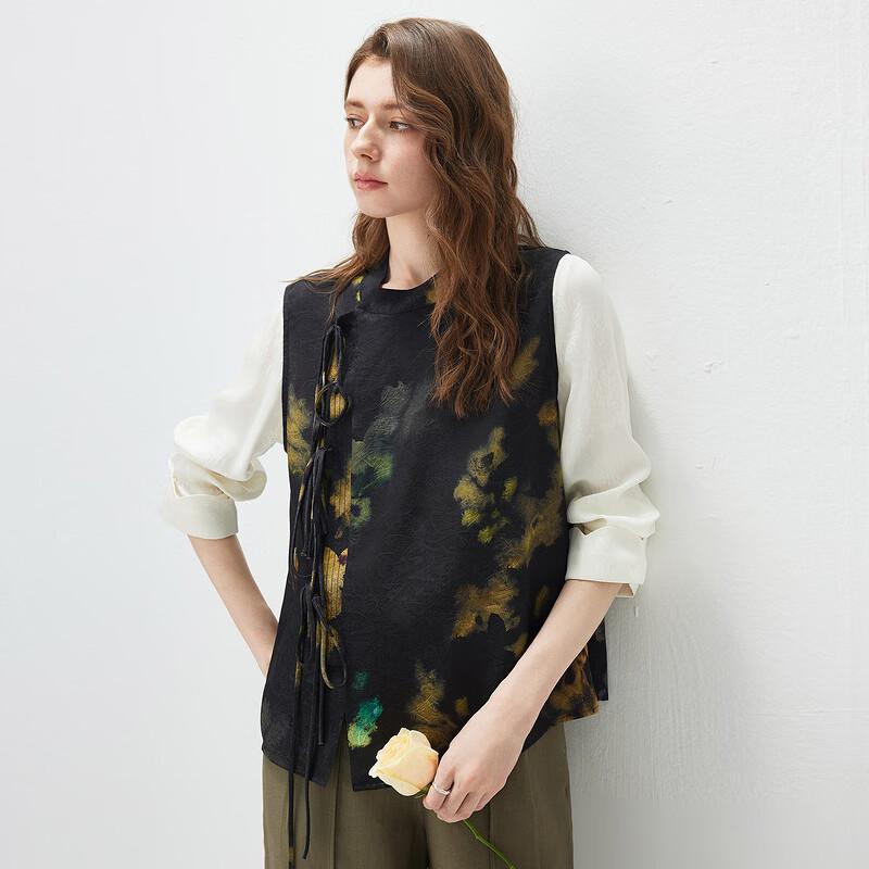 Komongboka Women's Silk Jacquard Sleeveless Vest
