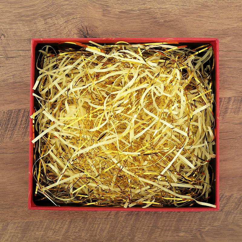 Festive Gold Thread & Paper Raffia Filler for Wedding Candy Box Gifts with Luminous Gold Foil Shreds, 2025 Edition