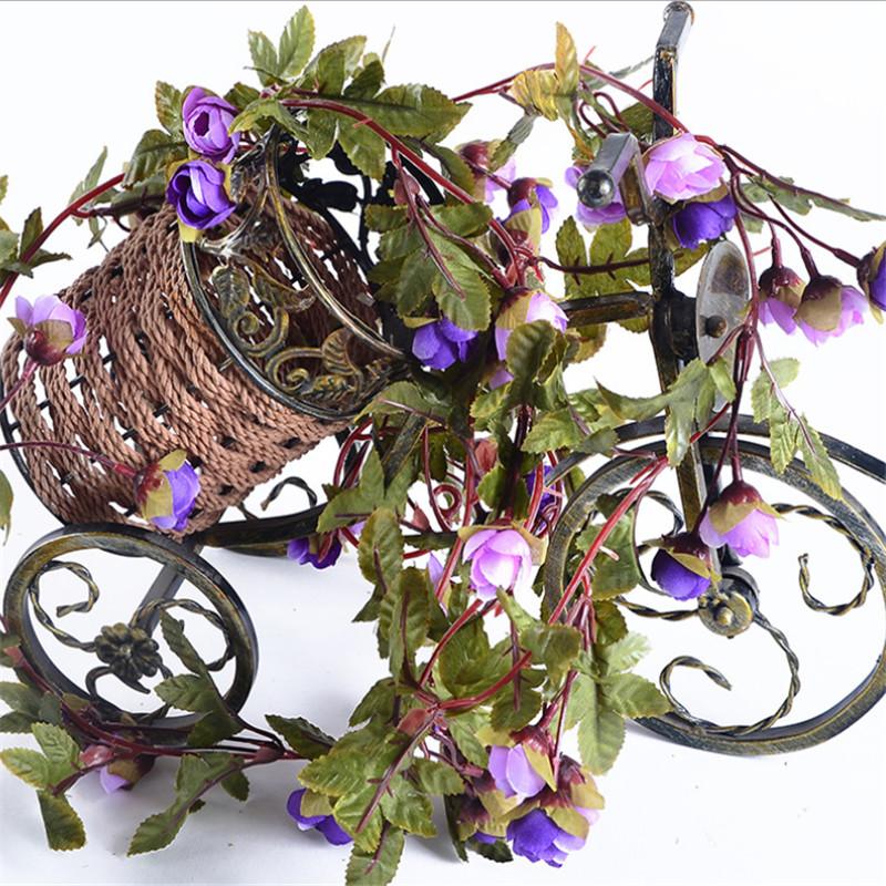 220cm Faux Roses en Soie Vigne de Lierre Fleur Artificielle avec Feuilles Vertes Décoration Maison Mariage Fête Guirlande Suspendue