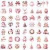 50/100PCS Pink Christmas Sticker Claus Stickers DIY Laptop Phone Harajuku Paintings Personalized Skateboard Festival Decals