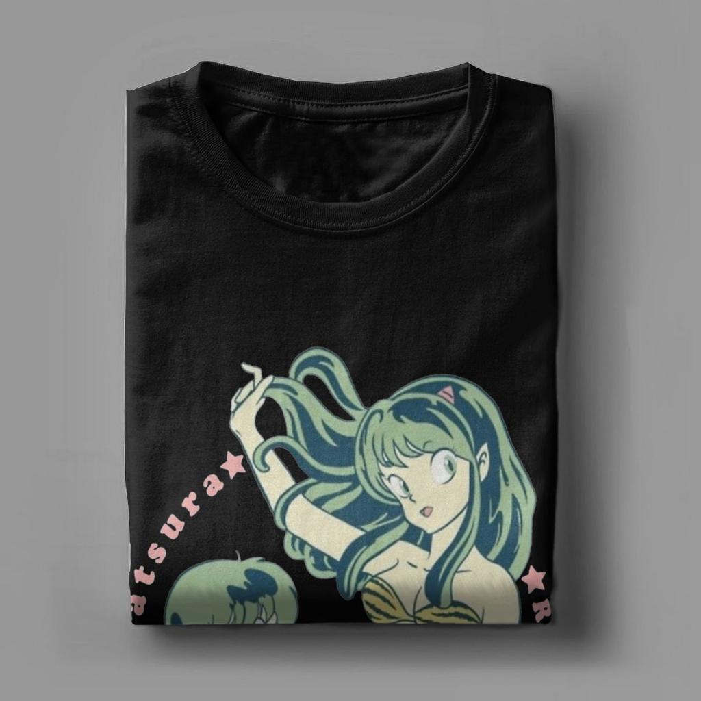 Lum Ran Ataru Urusei Yatsura Men's T Shirts Anime Funny Tees Short Sleeve Crew Neck T-Shirt Cotton Graphic Clothes