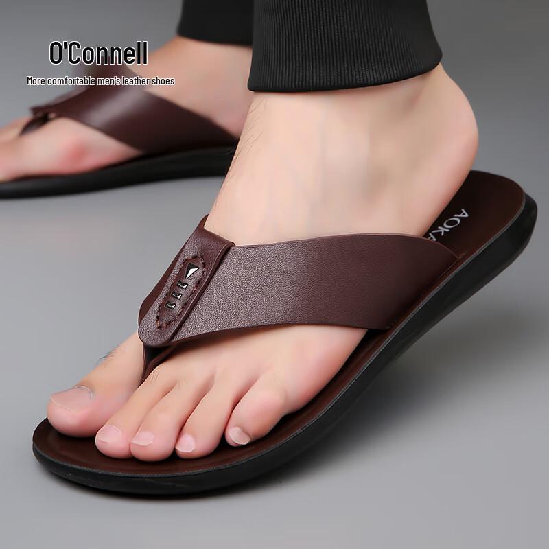 AOKANG Men s Leather Flip-Flops 38